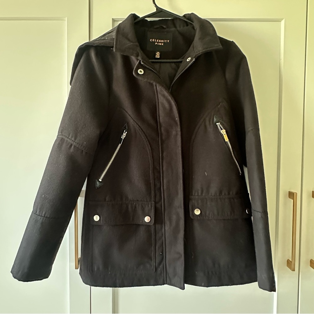 Celebrity Pink Women's Utility Jacket in Black